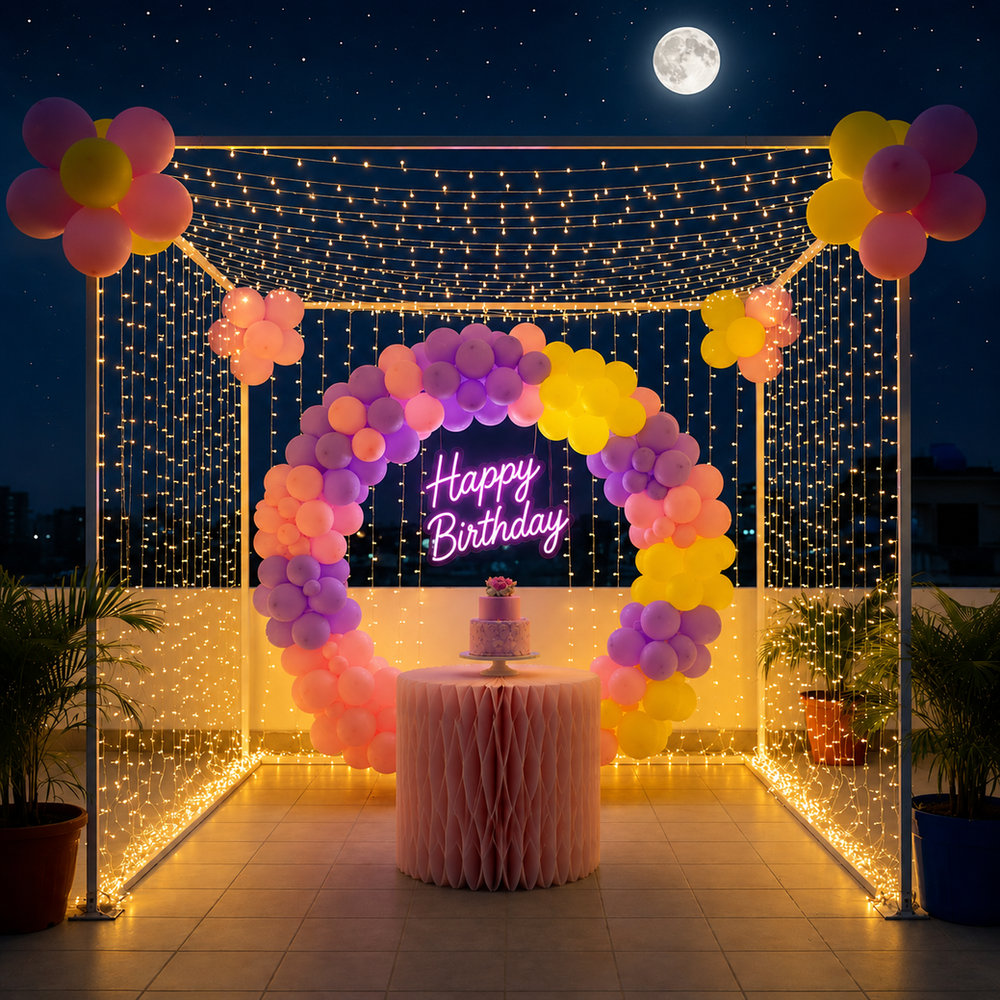 Moonlight Birthday Terrace Cabana Decor