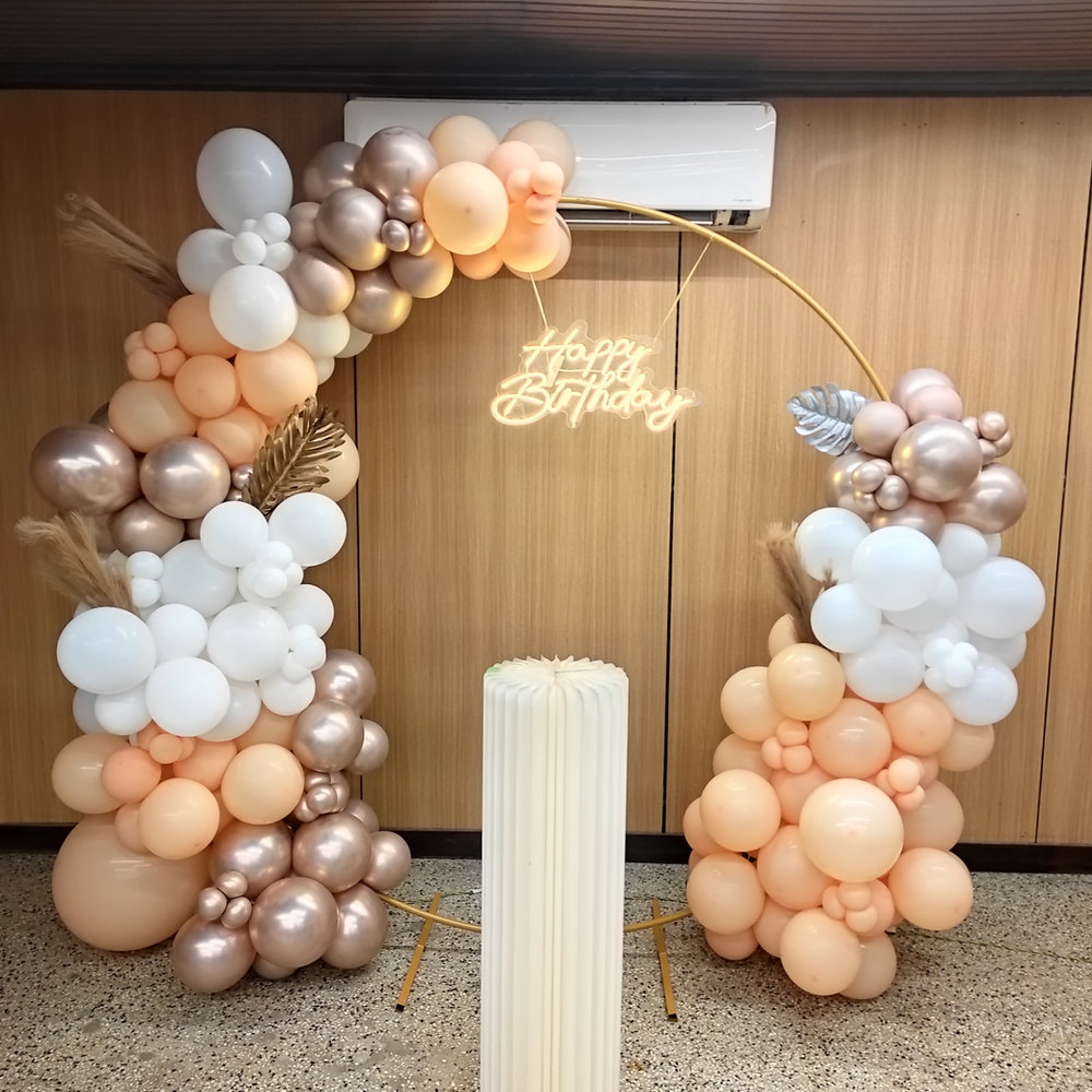 Pastel Peach and Rose Gold Ring Birthday Decor