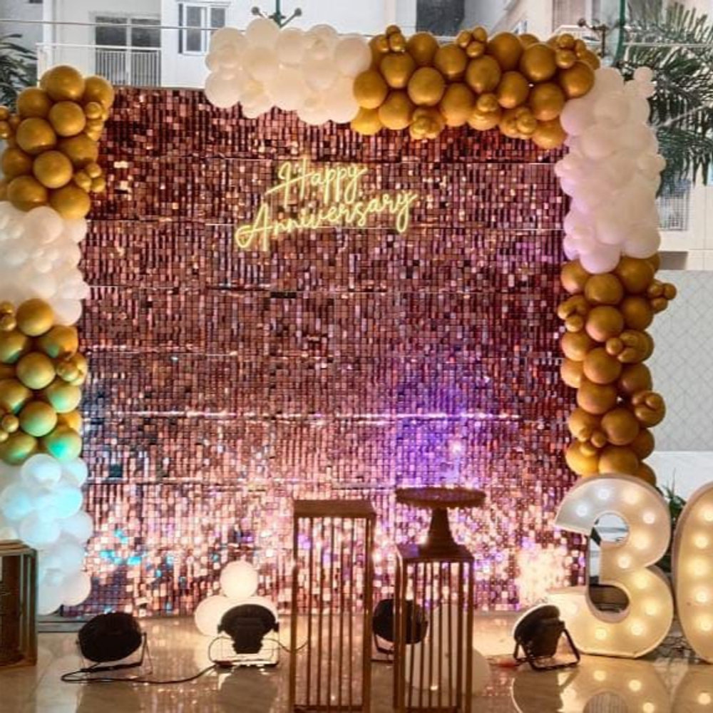 Rose Gold Sequence Panel Anniversary Decor